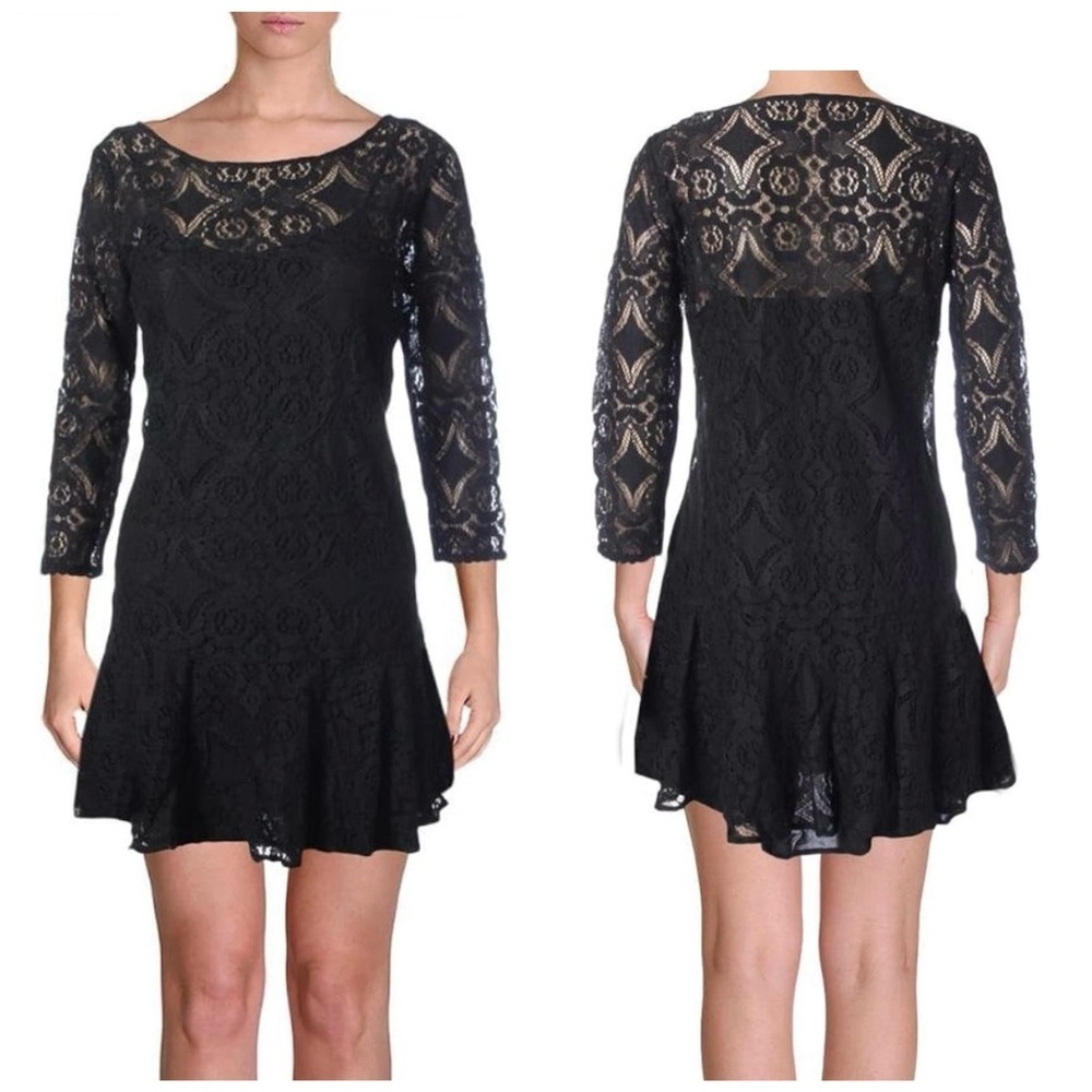 Free People Ilusion Lace Ruffle Hem Dress Sz 0